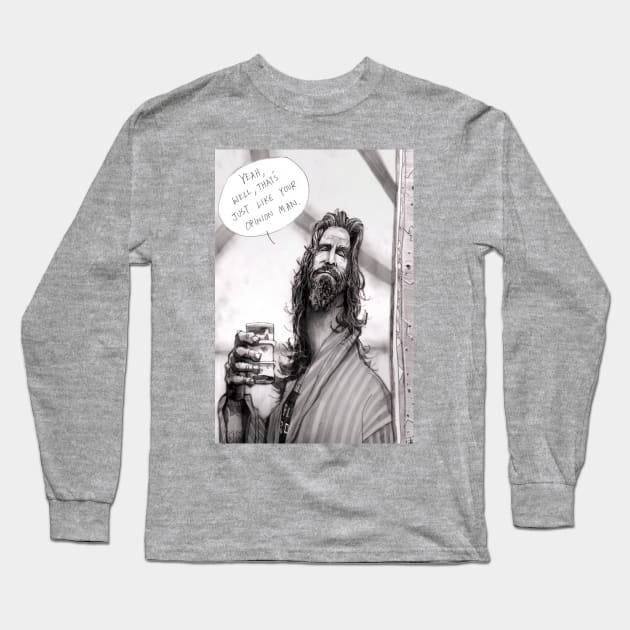 The dude, his dudeness, or uh, duder or el duderino, Long Sleeve T-Shirt by tomasoverbai